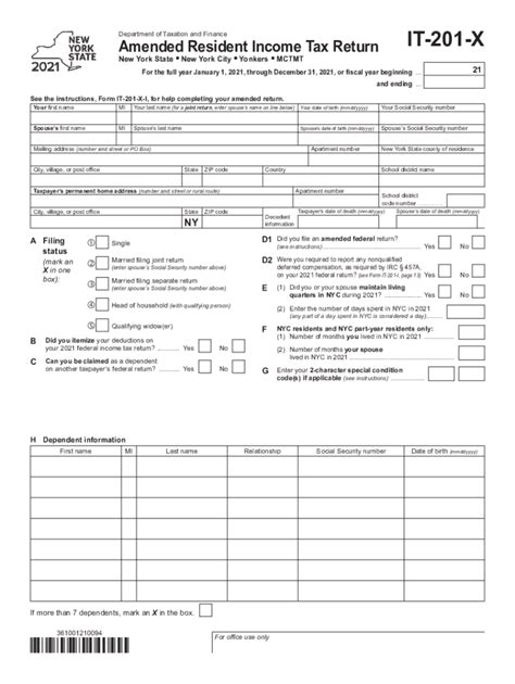 2021 Form Ny Dtf It 201 X Fill Online Printable Fillable Blank