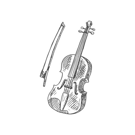 Gambar Violoncello Biola Biola Terisolasi Dengan Sketsa Busur Klasik