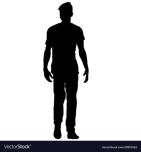 Black Silhouette Man Standing People On White Vector Image