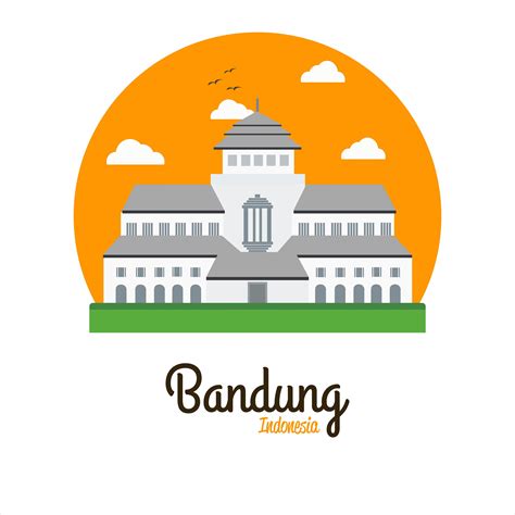 Gedung Sate Vector Illustration The Icon Of Bandung West Java Indonesia