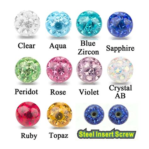 Crystal Ferido Epoxy Balls Piercing Body Jewelry Replacement For Belly