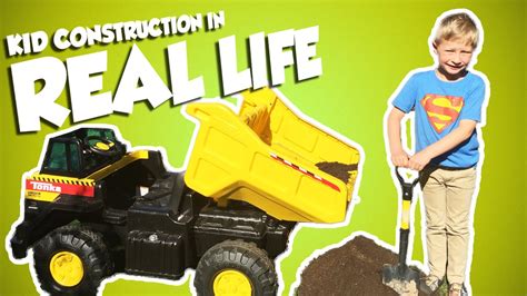 Kid Construction In Real Life With Tonka Dump Truck Power Wheels Style