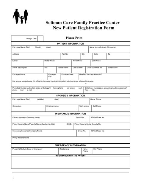 New Patient Registration Form In Word And Pdf Formats