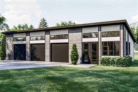 This Garage Plan Is An Elegant Modern Garage That Includes 3 Bays