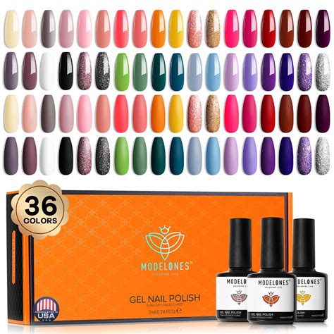 modelones gel nail polish set 36pcs gel polish soak off gel nail kit nude pastel led nail lamp