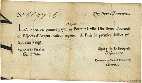10 Livres Tournois Typographié France 1720 Dor22 506155 Billets