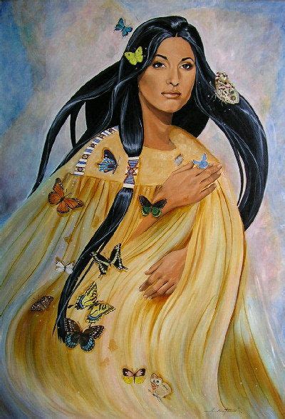 Cherokee Native American Indian Maiden Wbutterflies Native American