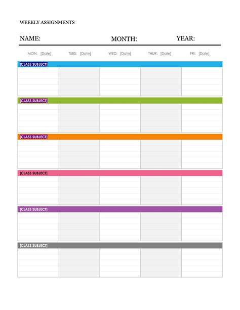 10+ Students Weekly Itinerary and Schedule Templates