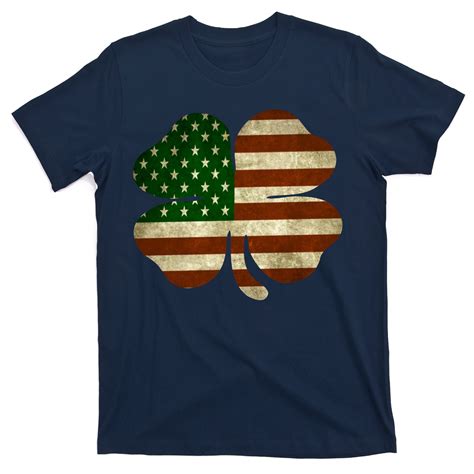 Vintage Clover Irish American Flag T Shirt Teeshirtpalace