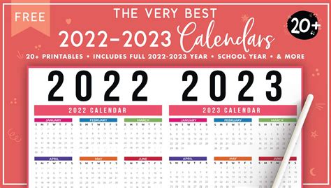 July 2022 June 2023 Calendar Printable Template Calendar
