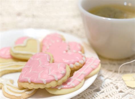Wallpaper Pink White Cookies Hearts Soft Tea Valentine Icing