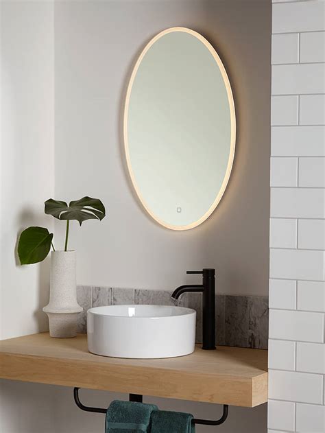 John Lewis And Partners Aura Wall Mounted Illuminated Bathroom Mirror Oval