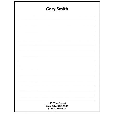 68j Lined Paper Personalized Note Pad Wname And Address