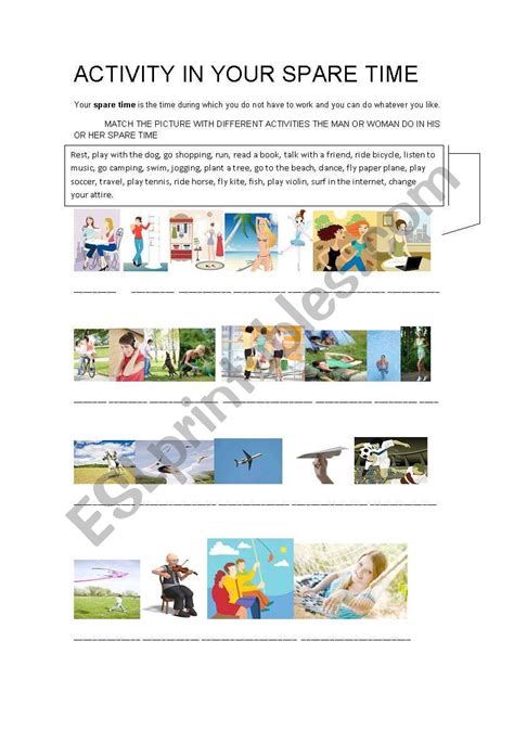 Spare Time Activities Esl Worksheet By Maria Ivette