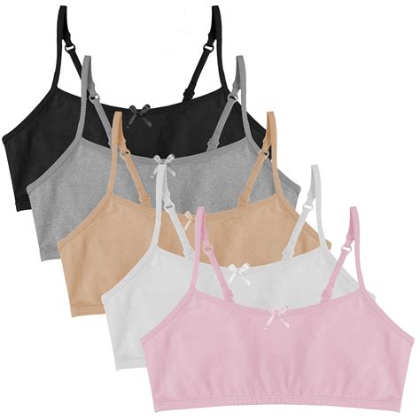 Popular Girl S Cotton Cami Crop Bra With Adjustable Straps Pack Neutrals X Large