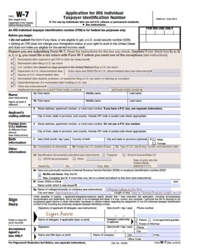 Itin Application Form Online 2023