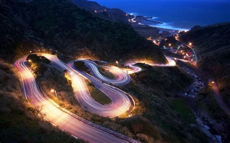 Landscape Photography Road Coast Night Long Exposure Wallpapers Hd