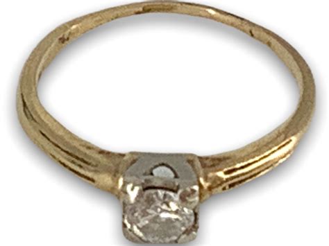 Lot Vintage 14kt Yellow Gold Diamond Engagement Ring