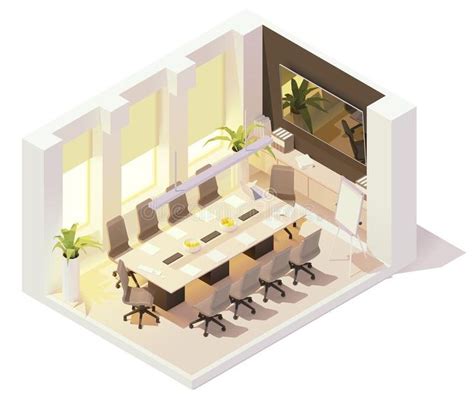 Vector Isometric Conference Room Stock Vector Illustration Of Meeting