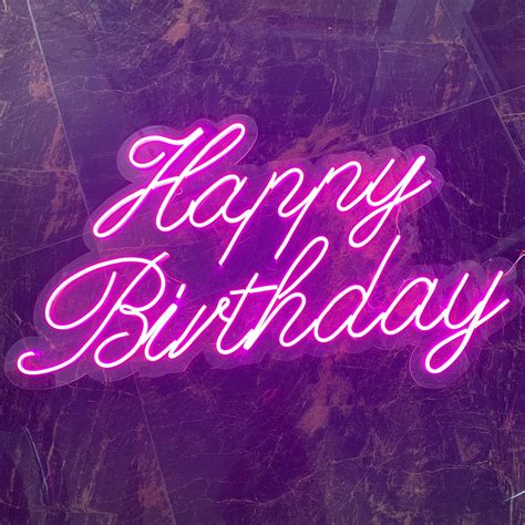 Happy Birthday Neon Light Pink With Adapter Swister Decor