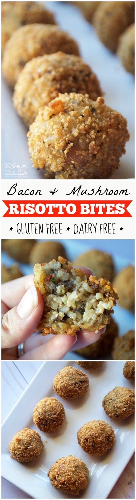 Serve with veggies, bread, tortilla chips or pita bread. Bacon & Mushroom Risotto Bites (gluten free, dairy free ...