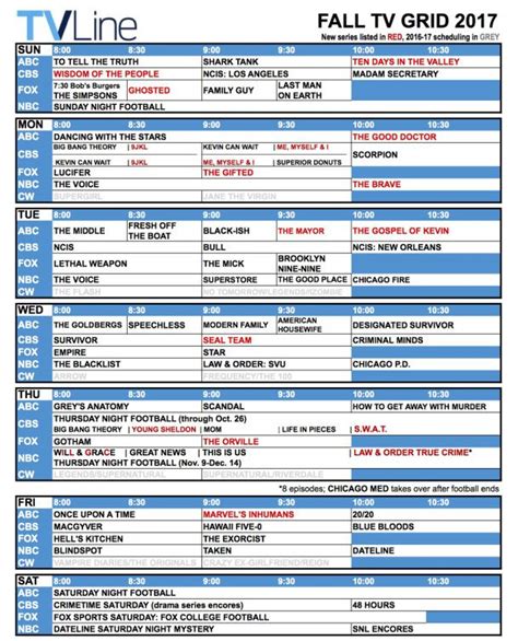 Fall Tv Schedule 2017 Whats On When And Versus What Fall Tv Tv Schedule Fall Tv Shows