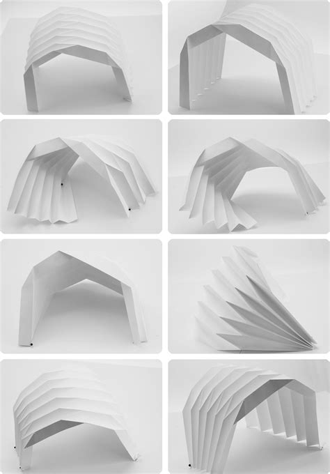 Paper Folds Into An Asymmetric Tunnel Origami Architecture Paper