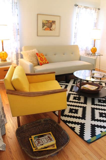 Mid century bohemian living room combines light and dark colors together. Mid Century Modern Living Room - Small Bungalow ...