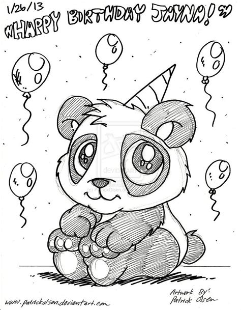 Panda Bday Panda Birthday Happy Birthday Bday Female Sketch Diy