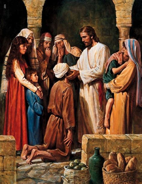 Jesus Heals The Blind Men Jesus Touches Their Eyes And Gives Two