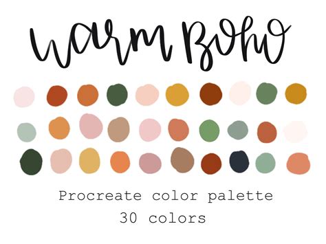 Warm Boho Procreate Palettecolor Palette