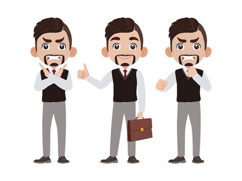 Premium Vector Business Person In Different Positions Set