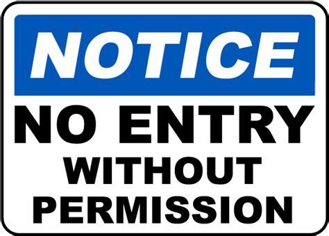 No Entry Without Permission Sign F By Safetysign Com