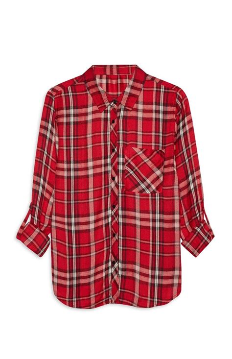 Red Check Shirt Red Checked Shirt Long Sleeve Tops Plaid