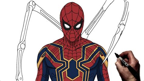 How To Draw Iron Spider Step By Step Marvel Youtube