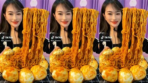 CHINESE FOOD MUKBANG EATING SHOW ASMR Spicy Noodles Boiled Eggs So Delicious Belly Stuffing