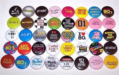 Everything 80s Buttons Party Favor Set Of 40 Buttons 1 Or 15 Pin
