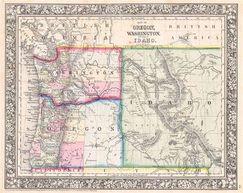 1864 Mitchell Map Of Washington Oregon And Idaho Photograph By Paul Fearn