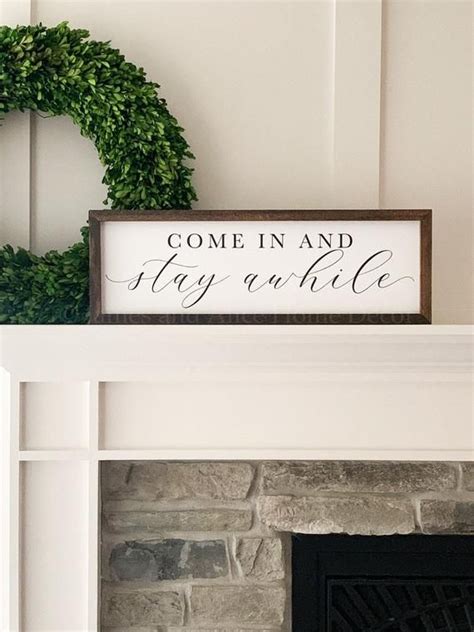 Come In And Stay Awhile Sign Wood Sign Framed Wood Sign Etsy Stay