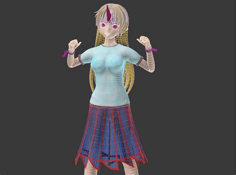 yuugi hoshiguma anime girl pose 01 3d model cgtrader