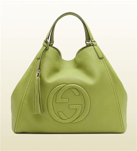 Lyst Gucci Soho Apple Green Leather Shoulder Bag In Green