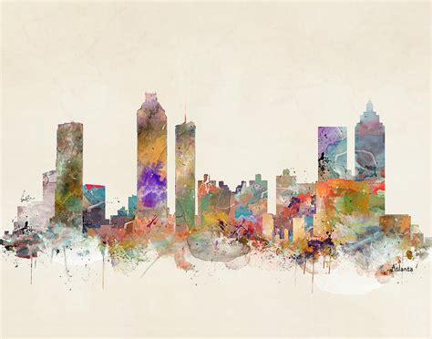 Atlanta City Skyline Painting By Bri Buckley Fine Art America