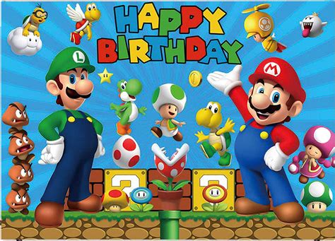 Super Mario Telón De Fondo De Juegos De Feliz Cumpleaños Diseño De