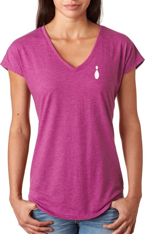 Ladies Bowling T Shirt Single Pin Pocket Print Triblend V Neck Ebay