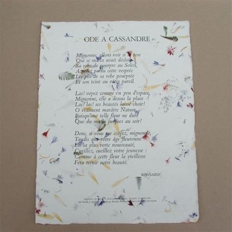 Poeme Ode À Cassandre Ronsard