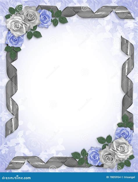 Wedding Invitation Border Blue Roses Stock Illustration Illustration