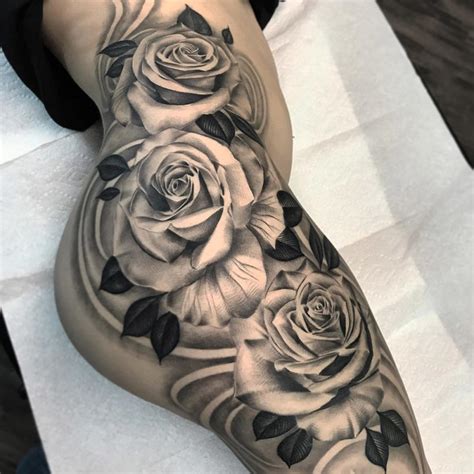 Roses Side Tattoo Black Grey