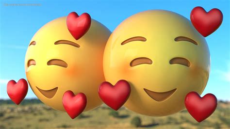 3d Smile Emoji Hearts Turbosquid 1534685