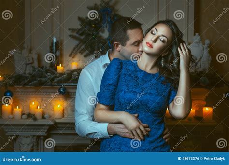 Man Passionately Kissing The Woman S Neck Stock Photo Image Of Fondness Heat