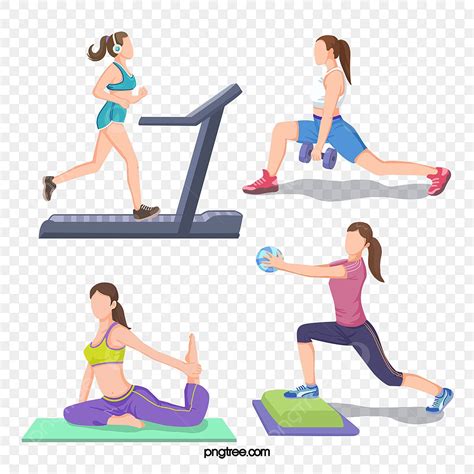 Fitness Exercise Clipart PNG Images Hand Drawn Indoor Exercise Fitness